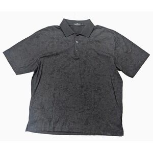 Bugatchi Uomo Black Floral Paisley 1/4 Button Short Sleeve Polo Men's Size XXL